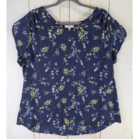 Croft Barrow Size XXL Womens Blue Floral Print Short Sleeve Top - Picture 1 of 8